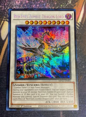 Yugioh - RED EYES ZOMBIE DRAGON LORD SECRET RARE Holographic 1ST Edition-image
