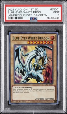 2021 YU-GI-OH! LEGEND DUELISTS: SEASON 2 #EN001 BLUE-EYES WHITE DRAGON PSA 9-image