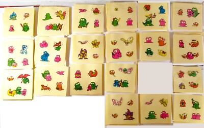 🟢🔥 20x GODZILLAND 1984 VINTAGE UNUSED STICKER SHEET SET MOTHRA GIGAN HEDORAH-image