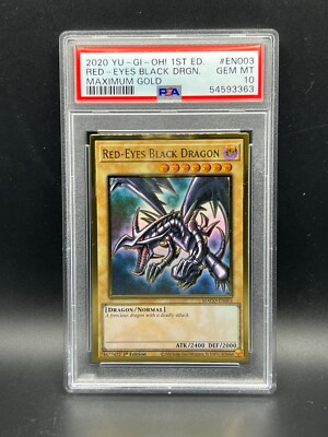 Yugioh PSA 10 GEM MT Red-Eyes Black Dragon MAGO-EN003 Gold Rare 1st Ed S#3363-image
