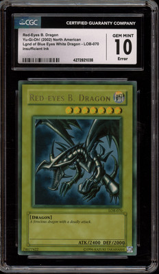 Yu-Gi-Oh! Red-Eyes B. Dragon Legend of Blue Eyes Ultra Rare LOB-070 FADED CGC 10-image