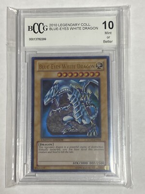 YUGIOH BLUE EYES WHITE DRAGON LC01-EN004 - 2010 BCCG BECKETT GEM MINT 10!-image