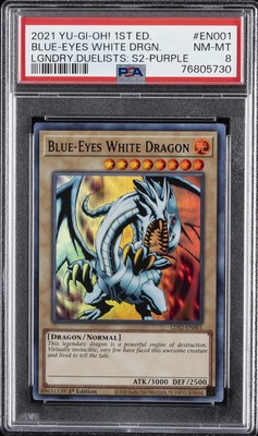 2021 YU-GI-OH! LEGEND DUELISTS: SEASON 2 #EN001 BLUE-EYES WHITE DRAGON PSA 8-image