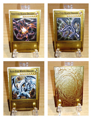 Orica Yugioh Blue-Eyes White Dragon + 2x Red-Eyes B. Dragon GOLDEN HOLO  3 cards-image