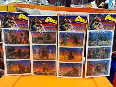 Vintage GODZILLA Action Stickers Complete Set 1985 Toho RARE -image