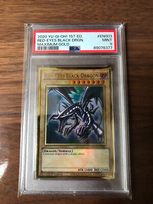 2020 YUGIOH 1ST EDITION RED EYES BLACK DRAGON MAXIMUM GOLD PSA 9 #89076377-image
