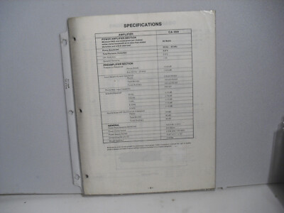 Fisher CA-400 Service Manual Stereo Amplifier-image