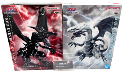 Yugioh Blue-Eyes White Dragon & Red-Eyes Black Dragon Figure Set Bandai NEW-image