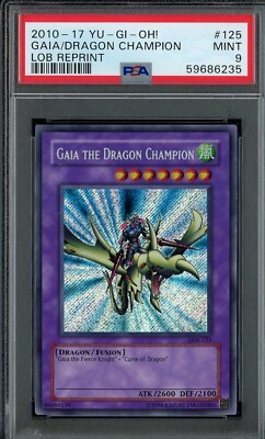 Yugioh Gaia the Dragon Champion LOB-125 PSA 9 MINT Blue Eyes White Dragon SECRET-image