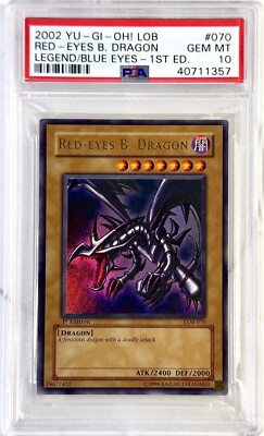PSA 10 - Red-Eyes B. Dragon LOB-070 1st Ed. Ultra Rare Yugioh-image