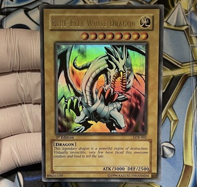 Yu-Gi-Oh! Blue Eyes White Dragon 1st Edition LOB-001 AE Print EX Condition-image