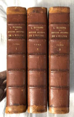 1911 Histoire Ancienne de L'Eglise 3 Tome Set Leather. French Text-image