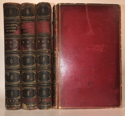 LEATHER Set;SHELLEY’s Works! 1839 First Edition Poetry Gift /Chipping-image