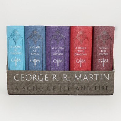 George RR Martin Game Of Thrones A Song Of Ice And Fire Book Set Leather 5 Books-image