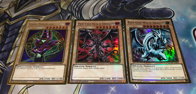 Blue Eyes White Dragon Red-Eyes Black Dragon Dark Magician NM Yugioh Mged Gold-image