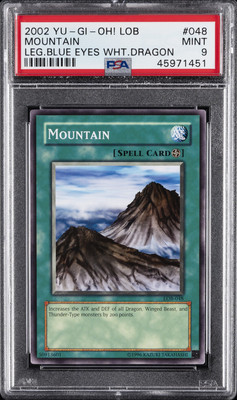 2002 YU-GI-OH! LOB-LEGEND OF BLUE EYES WHITE DRAGON #048 MOUNTAIN PSA 9-image