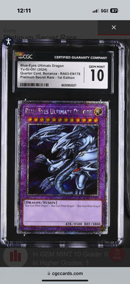 CGC 10 Blue-Eyes Ultimate Dragon RA03-EN178 Platinum Secret Rare-image