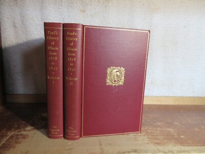 Old HISTORY OF ILLINOIS FROM 1818 TO 1847 Book Set STATE SETTLERS INDIAN MAP WAR-image