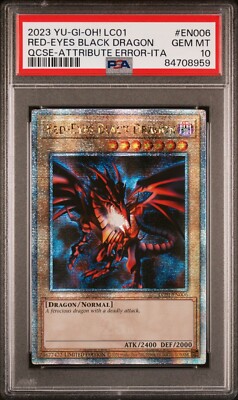 Yugioh TCG Red Eyes Black Dragon LC01-EN006 25th Anniv ATTRIBUTE ERROR PSA 10-image