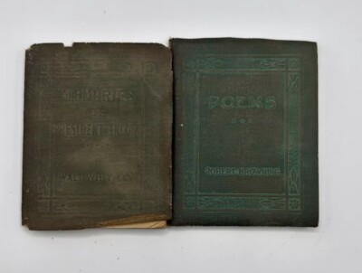 antique little leather library books Set Of 2 Browning - Whitman-image