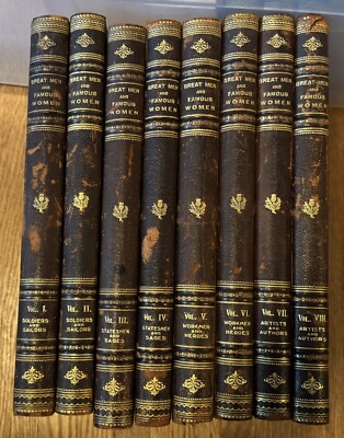 Great Men And Famous Women 8 Volume Complete Set 3/4 Leather 1894 Illustrated-image