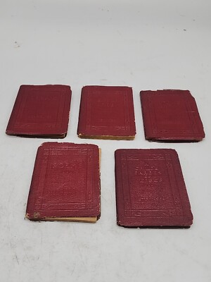 Little Luxart Library Collection 5 Miniature Red Leather Book Lot Literature-image