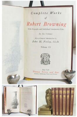 Complete Works of Robert Browning Complete  6 Volume Set Leather c1900 Findley -image