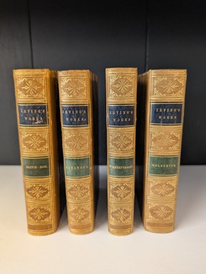 LEATHER SET /WORKS Of WASHINGTON IRVING! 4 Vol PUTNAM Goldsmith Alhambra 1866-image