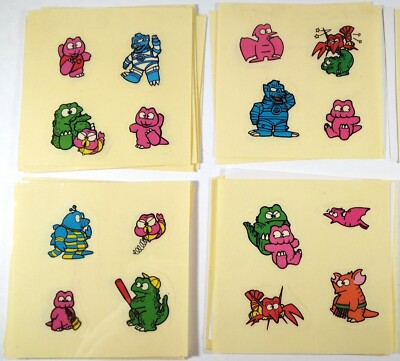 🟢🔥 4x GODZILLAND 1984 VINTAGE UNUSED STICKER SHEET SET MINILLA EBIRAH GODZILLA-image