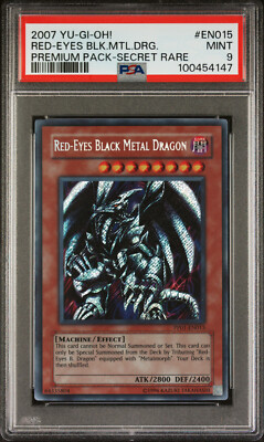 2007 YUGIOH PP01-EN015 RED-EYES BLACK METAL DRAGON SECRET PSA 9 MINT #100454147-image