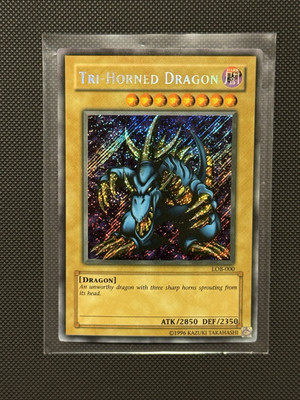 Yugioh! Tri-Horned Dragon | WAVY | LOB-000 Secret Rare Legend of Blue-Eyes White-image