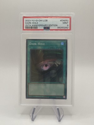 Yu-Gi-Oh! PSA 9 Dark Hole LOB-EN052 Legend of Blue Eyes White Dragon 25th-image