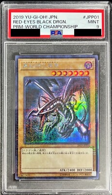 PSA 9 RED-EYES BLACK DRAGON 2019-JPP01 Millnnium Secret Rare YuGiOh WCS JAPAN-image
