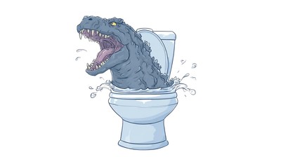 Godzilla Toilet Vinyl Car Decal Sticker – Waterproof & UV-Resistant-image