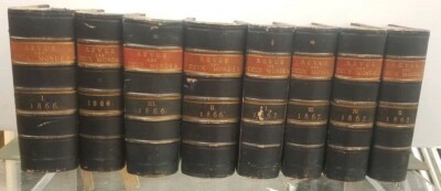 RARE! Set of 8 Revue des Deux Mondes 1866 & 1867,  Antique FRENCH LEATHER BOOKS-image