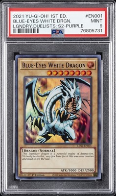 2021 YU-GI-OH! LEGEND DUELISTS: SEASON 2 #EN001 BLUE-EYES WHITE DRAGON PSA 9-image