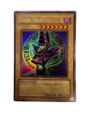 YU-GI-OH DARK MAGICIAN LOB-005 LEGEND OF BLUE EYES WHITE DRAGON LP 1996-image