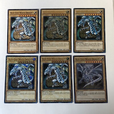 Yugioh Blue Eyes White Dragon Lot 6 (YSKR, HAC1, MVP1, SDBE) Foils, LE, 1st Ed.-image