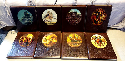 Lot of 8 LEATHER Classics Of The Old West Time Life Books Set Very Good-image