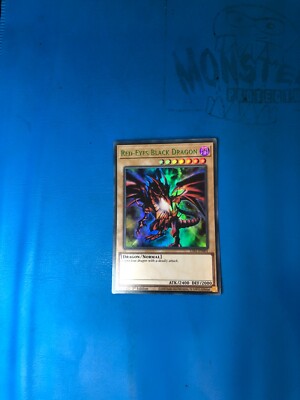 YUGIOH Ultra Rare Red-Eyes Black Dragon LDS1-EN001 1st Edition GREEN/PURPLE-image