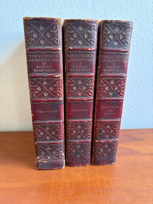 Houghton, Mifflin & Company, Shakespeare Complete Plays 3 Vol Set -1901, Leather-image