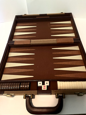 Travel Briefcase Backgammon Game Leatherette and Faux Suede Bound  Set-image