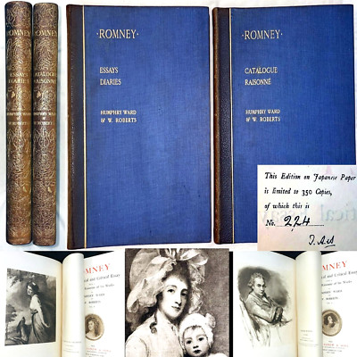 1904 ART GEORGE ROMNEY 2VL SET #224-350 COPY SIGNED PAINT ENGLAND FOLIO LEATHER-image