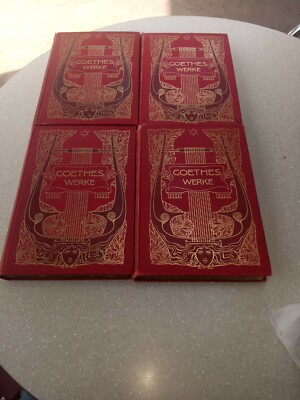 Goethes works 4 vol set german language red leather circa 1880 to 1910 victorian-image