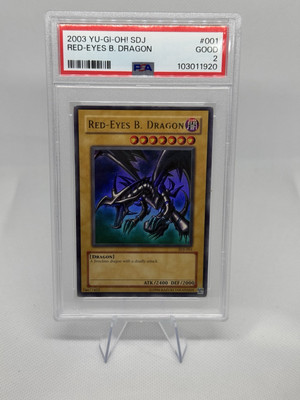 Yugioh Red Eyes Black Dragon Unlimited SDJ-001 PSA 2-image