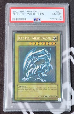 Blue Eyes White Dragon SDK PSA 8 MAX FADED #001 Yugioh 2002-image