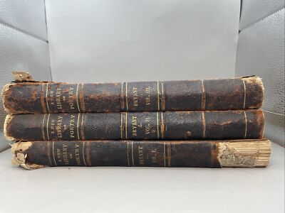A New Library Of Poetry And Song By Bryant 3 Volume Set Full Leather 1883 B4,5-image