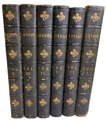 Antique Victorian 1841 Ornate Leather Marbleized Book Set 