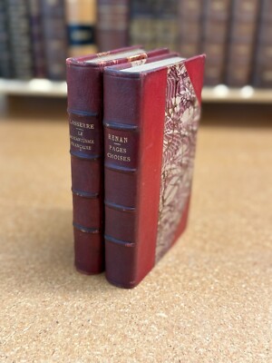 Red Antique Leather 2 Book Set - Home Design / Staging / Collecting *Item22*-image