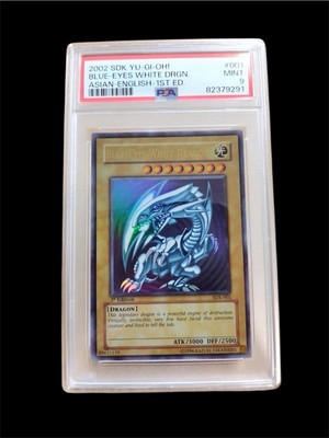 Yu-Gi-Oh BLUE-EYES WHITE DRAGON 1ST SDK-001 ASIAN ENGLISH PSA 9-image